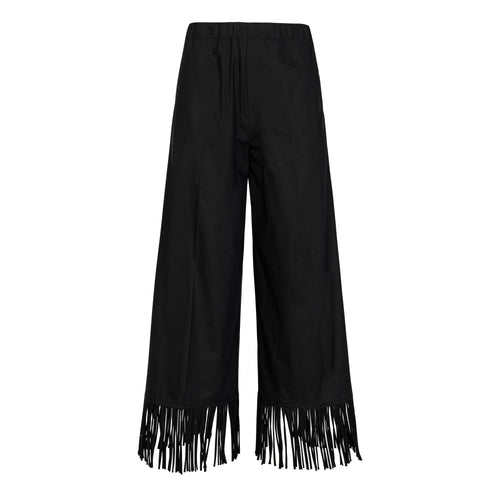  MeiMeij Black Cotton Pants with Fringe Bottom Timeless Martha's Vineyard 