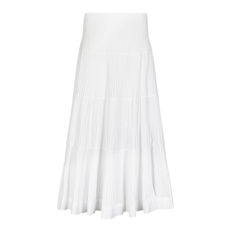 Pleated Full Maxi Skirt - White