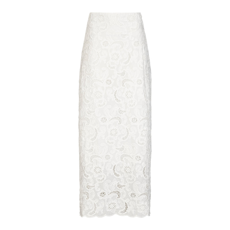MILVA MI Ivory Lace Maxi Skirt with Side Slit Timeless Martha's Vineyard 
