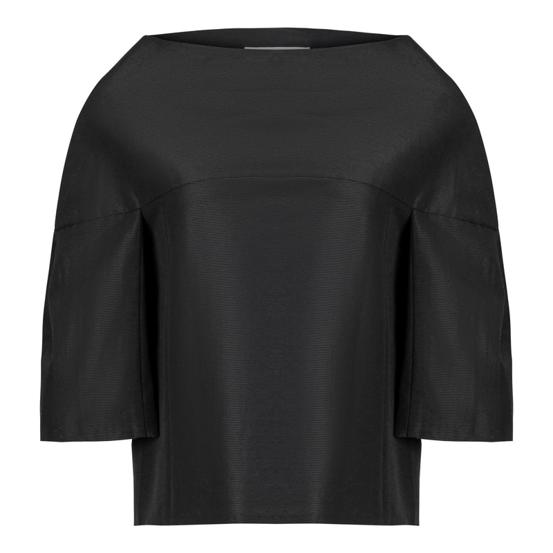 Margareth & Moi Silk Ottoman 3/4 Sleeve Top - Noir Timeless Martha's Vineyard.com