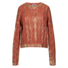 Metallic Cotton Cable Sweater - Gold + Peach