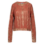 Metallic Cotton Cable Sweater - Gold + Peach