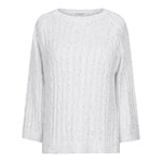 Amina Rubinacci San Marino Sequins Cable Knit Sweater - White Timeless Martha's Vineyard 