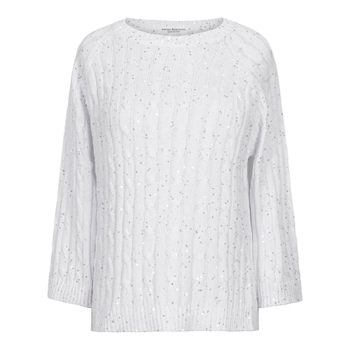 Amina Rubinacci San Marino Sequins Cable Knit Sweater - White Timeless Martha's Vineyard 