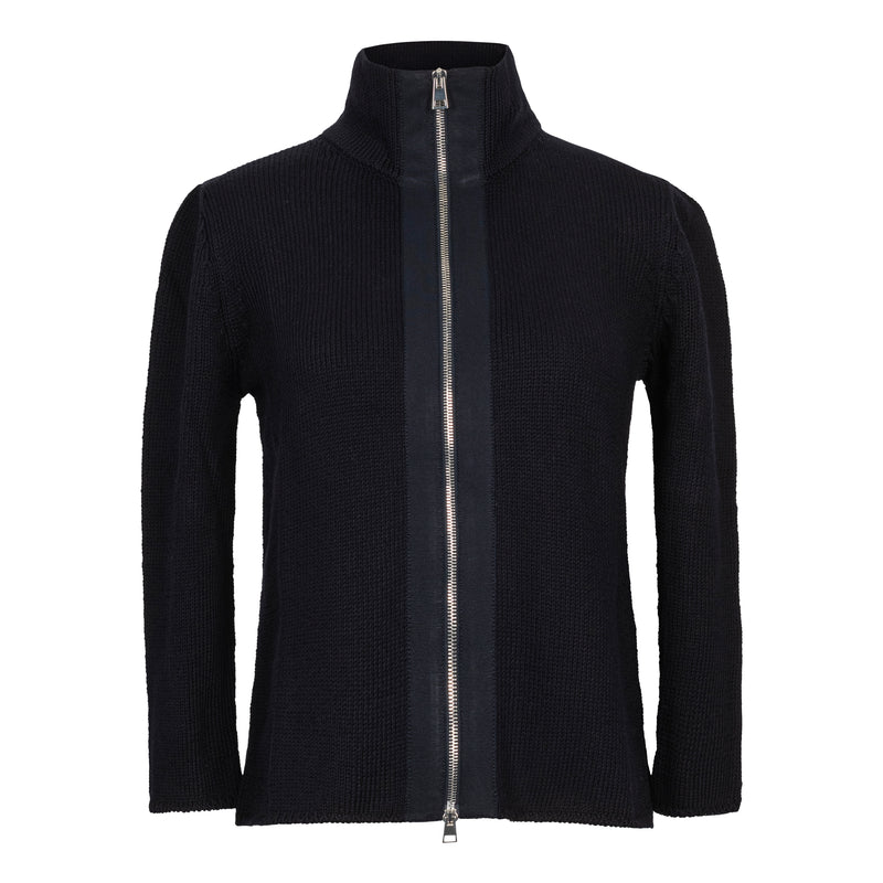Amina Rubinacci Creta Zip Up Cotton Navy Sweater Timeless Martha's Vineyard 

