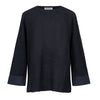 Amina Rubinacci Sasa Linen and Cotton Raglan Sweater Navy Timeless Martha's Vineyard 