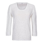 Amina Rubinacci Salsa Linen Sequins Scoop Neck Sweater - White Timeless Martha's Vineyard 