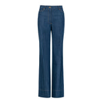Natan Blue Denim Candy Long Bootcut Wide Leg Jeans Timeless Martha's Vineyard 