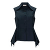 MeiMeij Sleeveless Button Down Navy Shirt Timeless Martha's Vineyard 