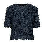 Natan Cropped Navy Calika Petal Fabric Jacket Timeless Martha's Vineyard 