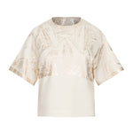 NUDE Ivory + Gold Foil Metallic Boxy Tee Timeless Martha's Vineyard 