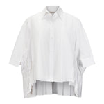 MeiMeij White Elbow Sleeve Pleated Button Down Shirt Timeless Martha's Vineyard 