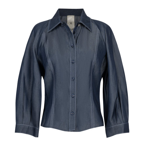 MILVA MI Denim Button Down Blouse Timeless Martha's Vineyard 