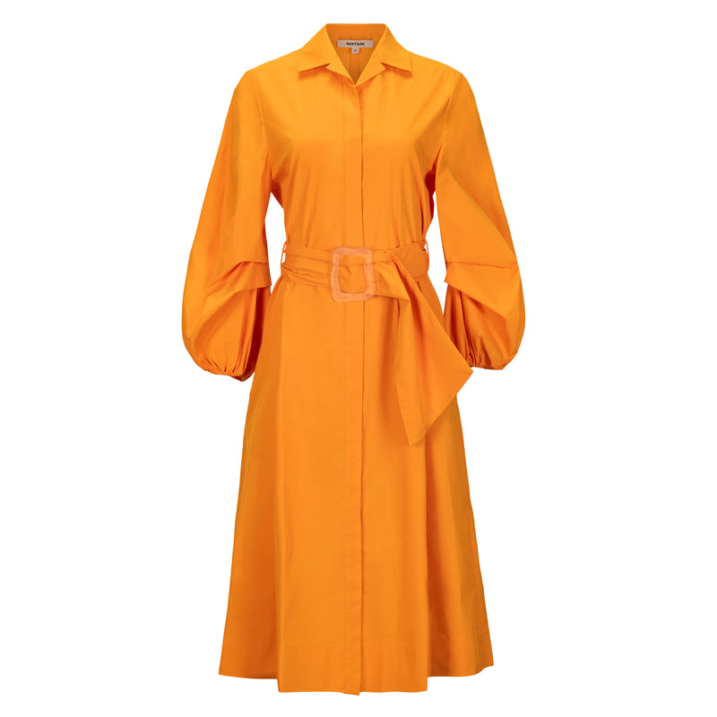 Maison Natan Orange Capri Belted Puff Sleeve Dress Timeless Martha's Vineyard 