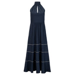 Purotatto Navy Silver Sequins Maxi Sleeveless Dress Timeless Martha's Vineyard  
