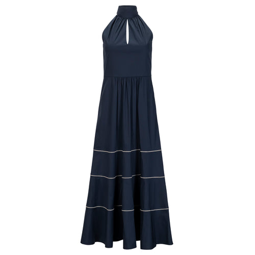 Purotatto Navy Silver Sequins Maxi Sleeveless Dress Timeless Martha's Vineyard  