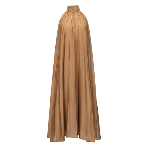 MeiMeij Golden Camel Halter Maxi Dress Timeless Martha's Vineyard 