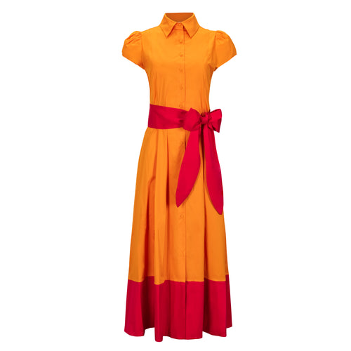 Short Sleeve Two Tone Dress - Orange + Pink Timeless Martha's Vineyard 