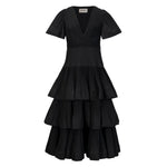 Meimeij Black Fluted Pleated Midi Dress Timeless Martha's Vineyard 