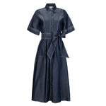 MILVA MI Belted Denim Shirt Dress Lightweight Timeless Martha's Vineyard 