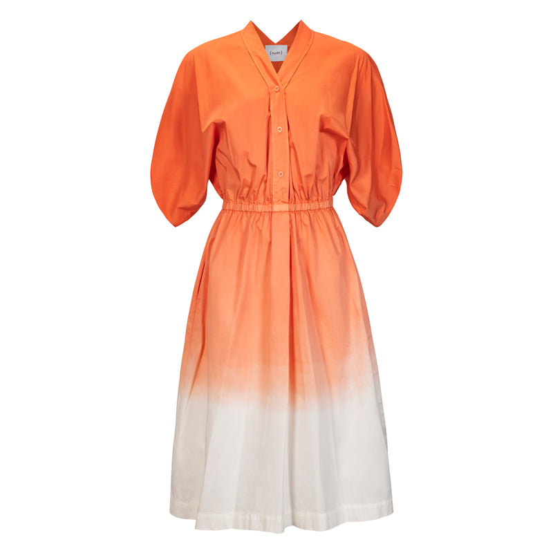 NUDE Italian Orange Ombre Short Sleeve Dress Timeless Martha's Vineyard 