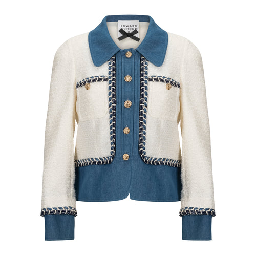 Edward Achour Layered Denim Boucle Jacket Timeless Martha's Vineyard 