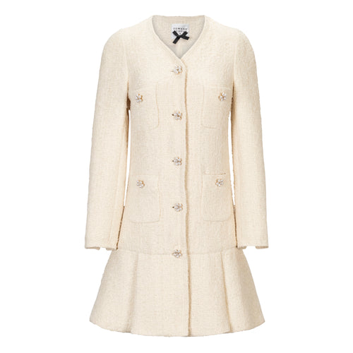 Edward Achour Iconic Cream Tweed Coat Dress Timeless Martha's Vineyard 