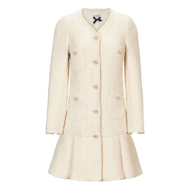 Edward Achour Iconic Cream Tweed Coat Dress Timeless Martha's Vineyard 