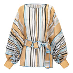 DESANTIS Striped Sheer Organza Blouse with Belt Timeless Martha's Vineyard 