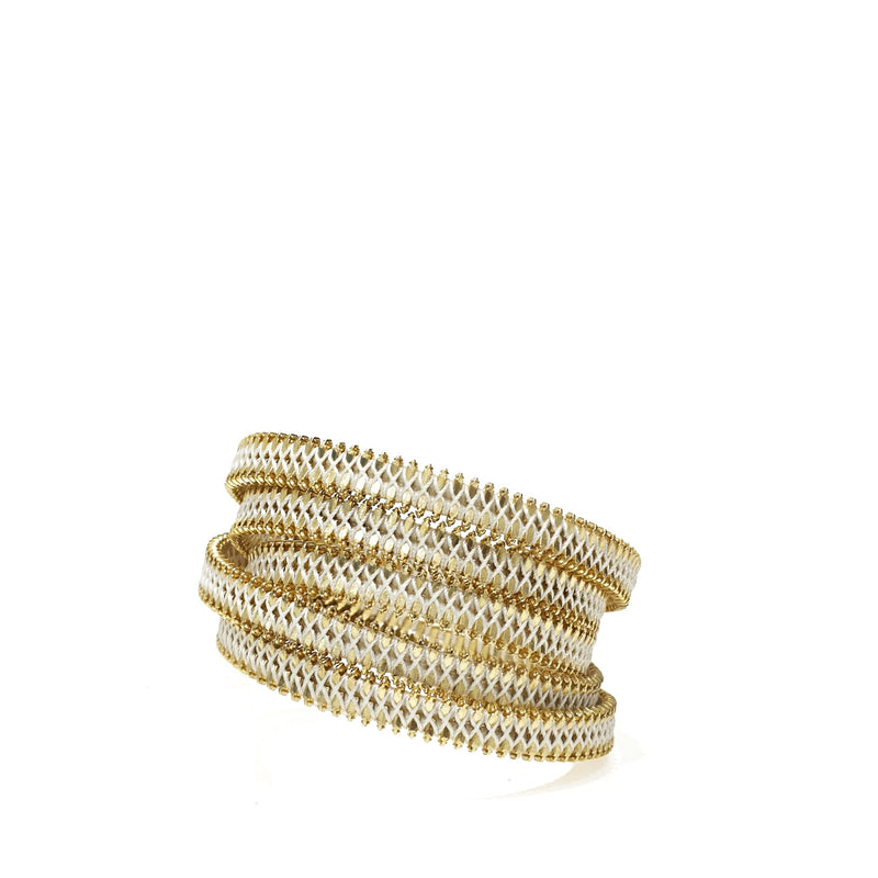 Lucky 5 Zip Cuff - White + Gold