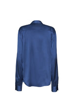 DESANTIS Silk Button Down Deep Blue Oversized Blouse Timeless Martha's Vineyard 