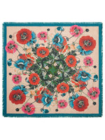 Franco Ferrari Silk Floral Poppies Scarf 90x90 Timeless Martha's Vineyard 