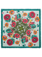 Franco Ferrari Silk Floral Poppies Scarf 90x90 Timeless Martha's Vineyard 