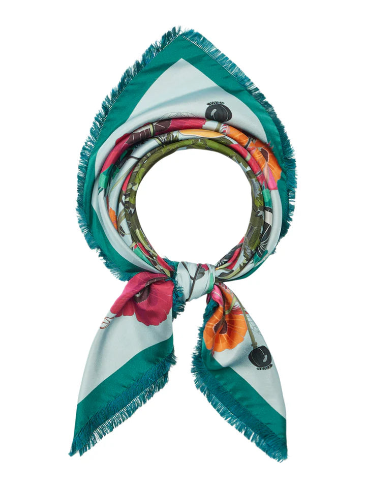 Franco Ferrari Silk Floral Poppies Scarf 90x90 Timeless Martha's Vineyard 