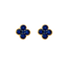 Clover Shape CZ Stud Earrings - Sapphire