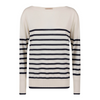 Silk and Cashmere Sweater - Cream + Navy Stripe