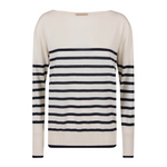 Silk and Cashmere Sweater - Cream + Navy Stripe