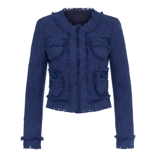 Maison Common Navy Cotton Tweed Jacket Timeless Martha's Vineyard 