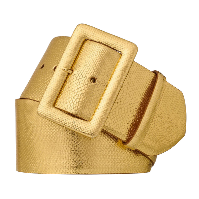 Wide Karung Belt with Covered Buckle - Gold