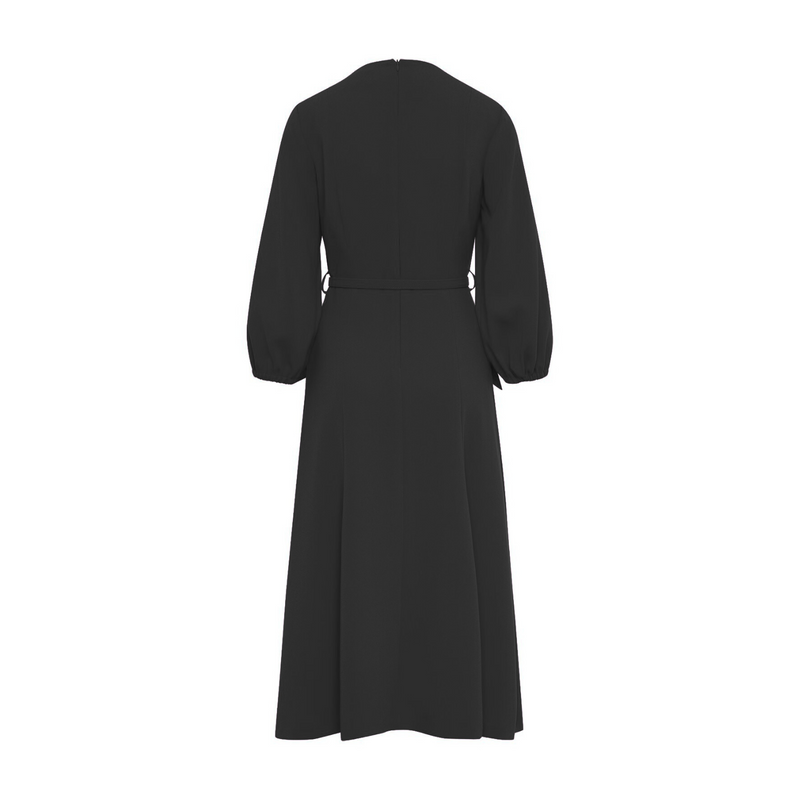 Maison Common Black Long Sleeve Belted Midi Dress Timeless Martha's Vineyard 