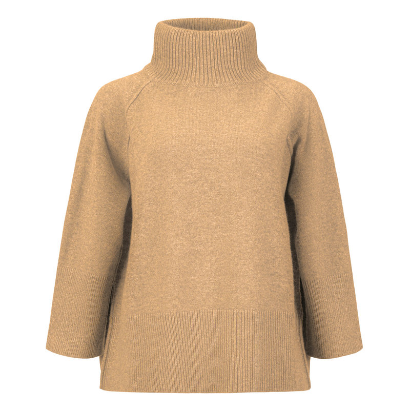 La Feé Parisienne Cashmere Turtleneck Sweater Camel Timeless Martha's Vineyard 