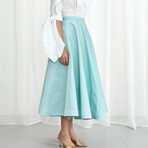 Palmer / / Harding Enfold Aqua Taffeta Midi Skirt Timeless Martha's Vineyard 
