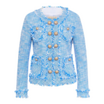 Maison Common Blue + White Two Tone Tweed Jacket Timeless Martha's Vineyard 