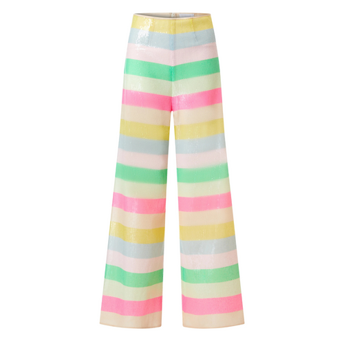 Edward Achour Multi Color Wide Leg Striped Sequins Pant Timeless Martha's Vineyard 