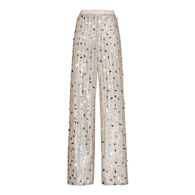 DESANTIS Embellished Sequins Couture Cream Pants Timeless Martha's Vineyard 