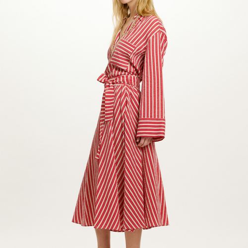 Momoni Red + Cream Striped Below the Knee Skirt Timeless Martha's Vineyard 