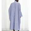 Emotive Striped Oversized Cotton Dress - Blue + White