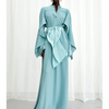 Waves Crepe Draped Gown - Aqua