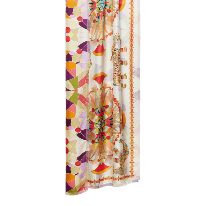 Franco Ferrari Silk Double Sided Elephant Print Scarf Timeless Martha's Vineyard 