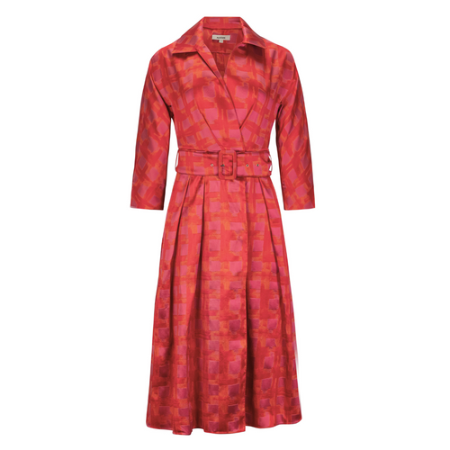 Maison Natan Orange + Pink Celena Jacquard Dress Timeless Martha's Vineyard 